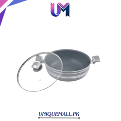 Domestic Non-Stick Marble Wok (Karahi) with Lid