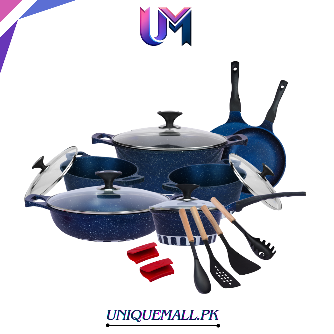 RK Cresta 18 Pcs Die-Cast Cookware Gift Pack Blue