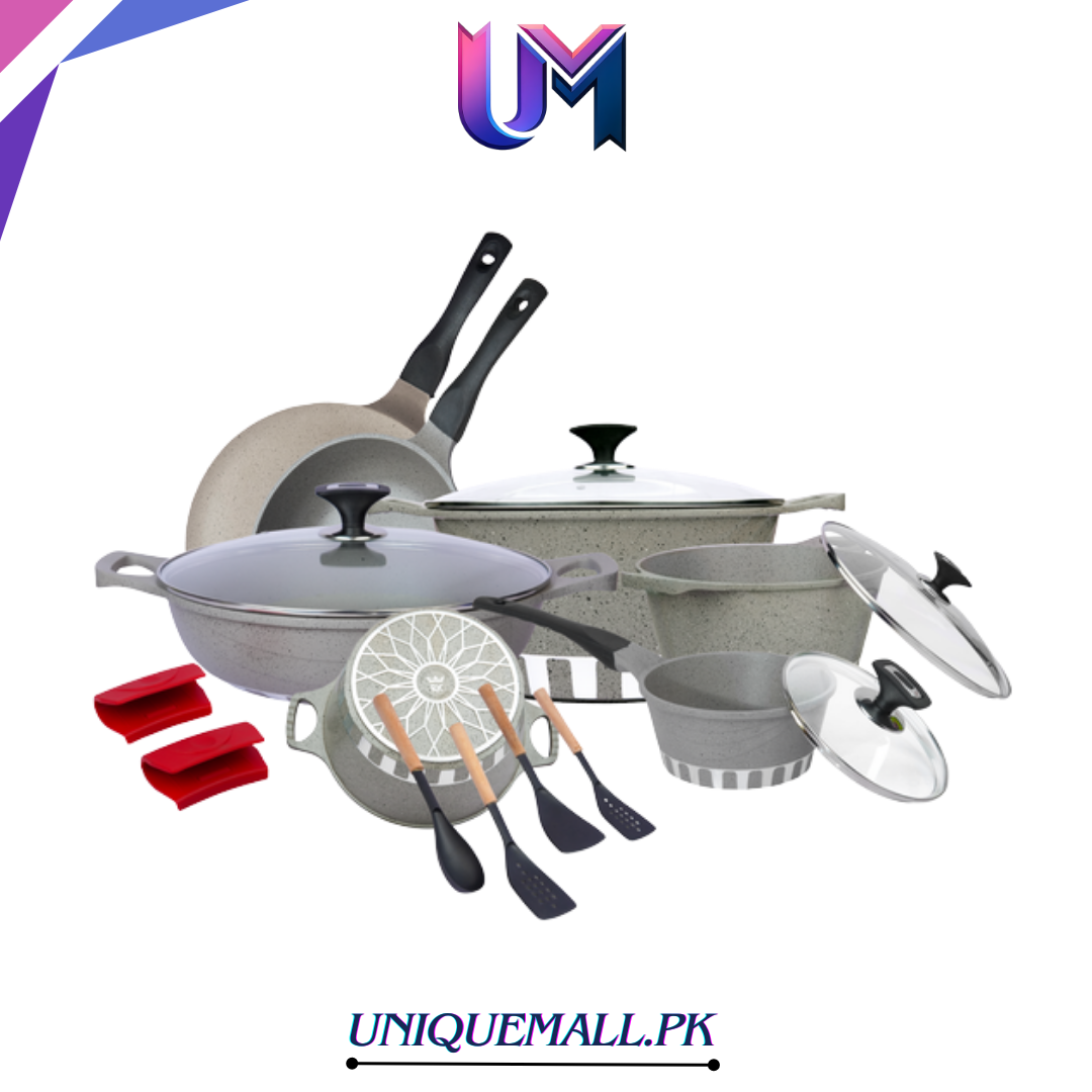 RK Cresta 18 Pcs Die-Cast Cookware Gift Pack Grey