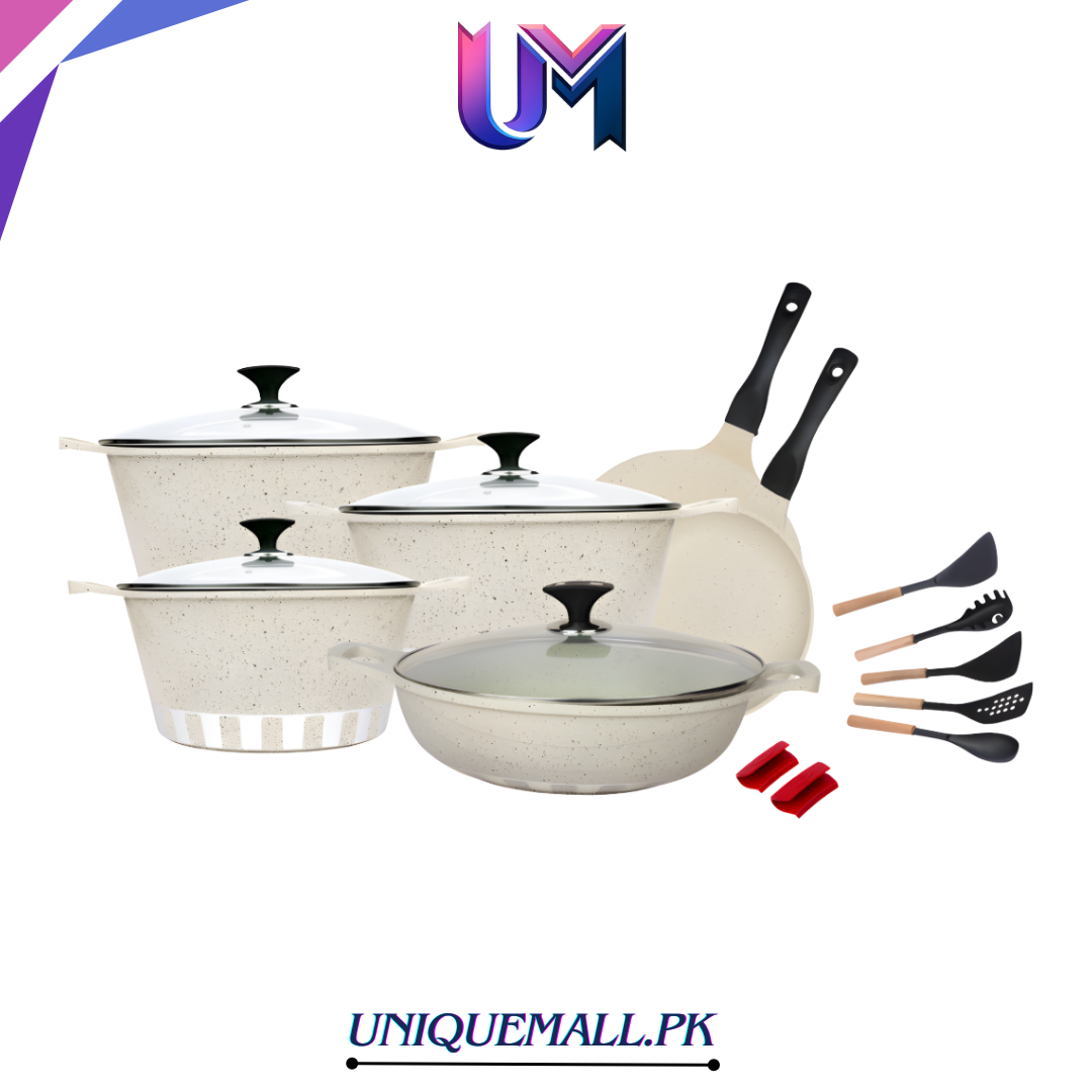 RK Cresta 17 Pcs Die-Cast Cookware Gift Pack White