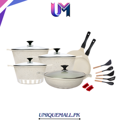 RK Cresta 17 Pcs Die-Cast Cookware Gift Pack White