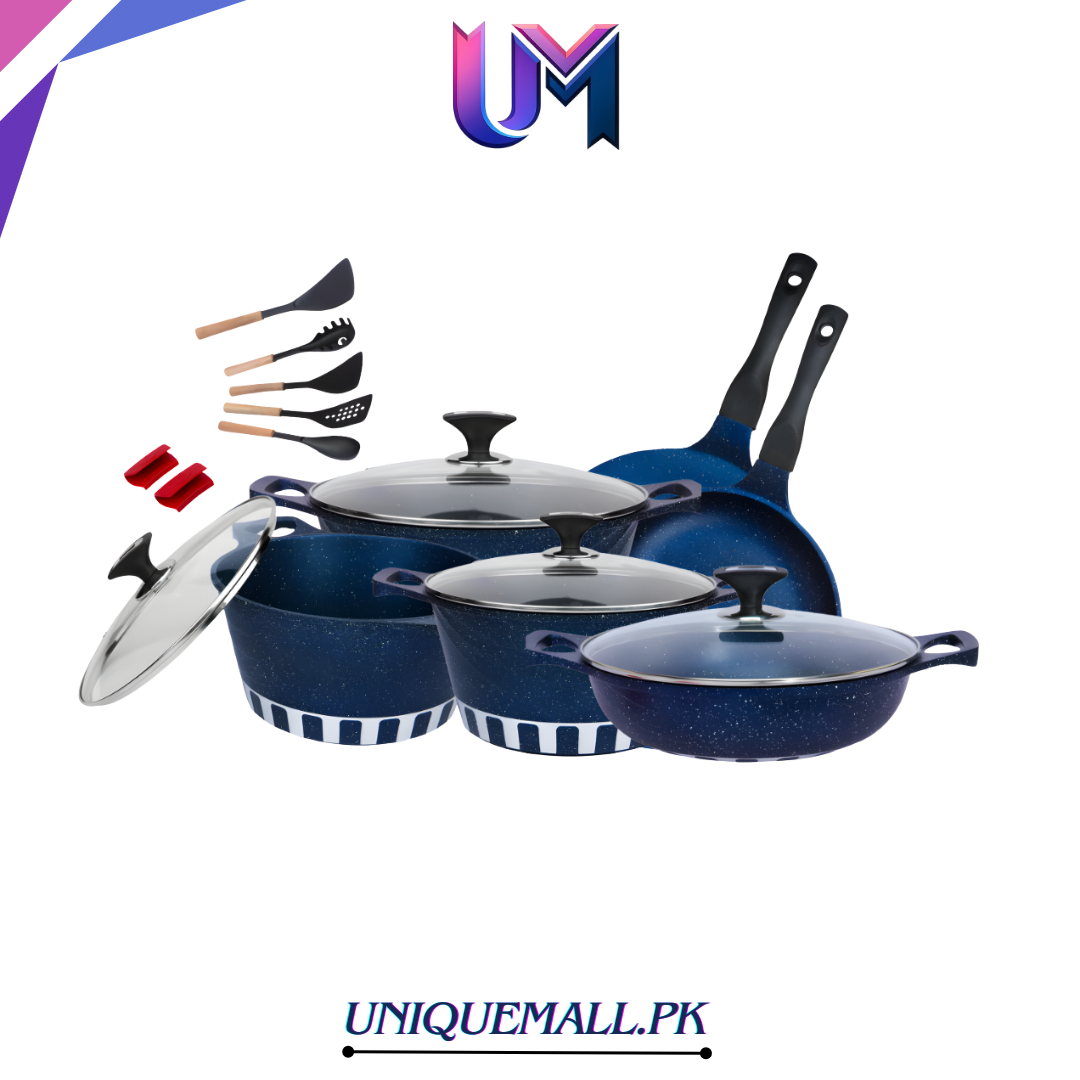 RK Cresta 17 Pcs Die-Cast Cookware Gift Pack Blue