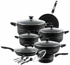 Domestic Wonderchef 19-Piece Marble Coated Non-Stick Gift Set Black