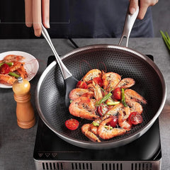 German Honeycomb Laser Coated wok Karah without Lid Stainless Steel Single Laser
