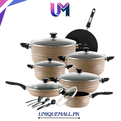 Domestic Wonderchef 19-Piece Marble Coated Non-Stick Gift Set Beige