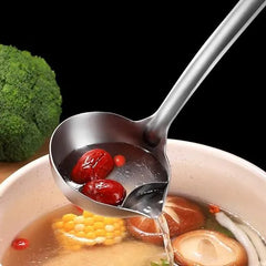 Stainless Steel Oil Separator Spoon – Long Handle Soup Strainer & Fat Skimming Ladle for Cooking - Kingbazar.pk
