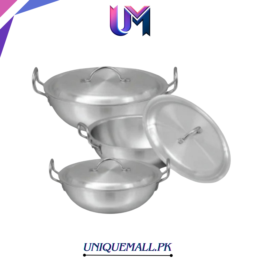 Sonex 6‑8 Round Karahi Set – Metal Finish
