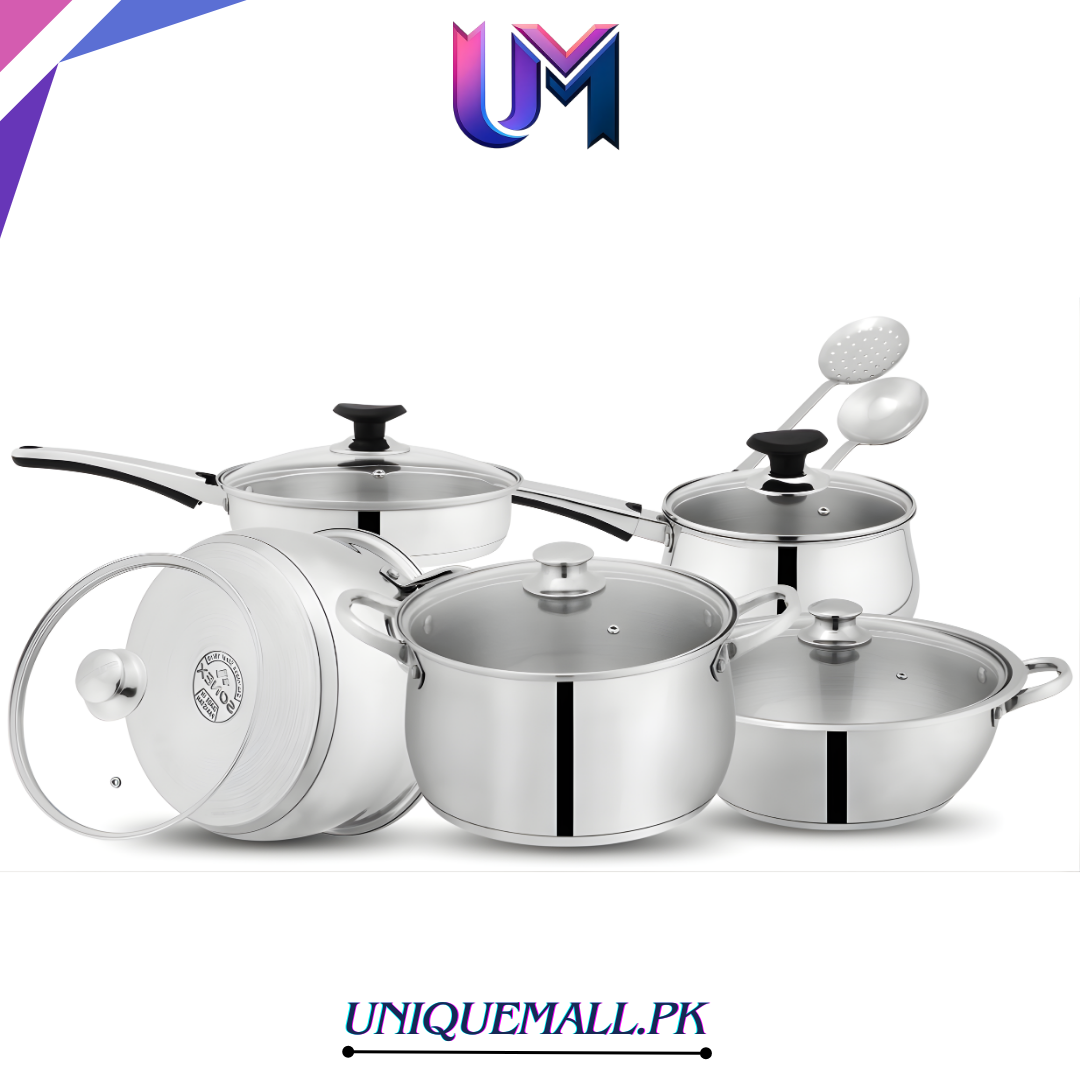 Sonex Elegant Gift Pack – 12 Pieces Stainless Steel with Glass Lid