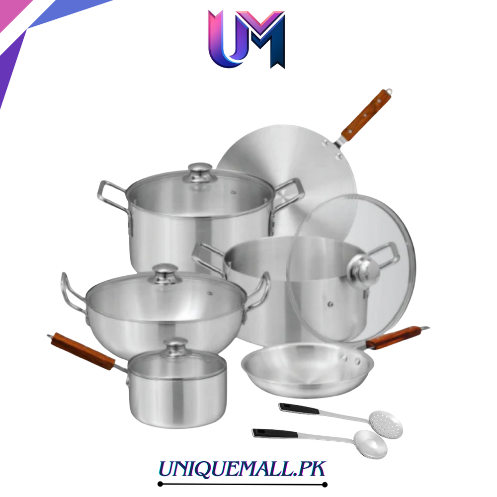 Sonex Royal Metal Finish Cookware Set (12 Pcs) with Glass Lids