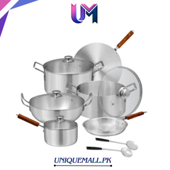 Sonex Royal Metal Finish Cookware Set (12 Pcs) with Glass Lids