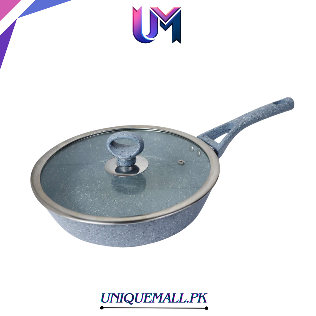 SK Non Stick Marble Coated Signature Frypan with Glass Lid – Grey |  24cm