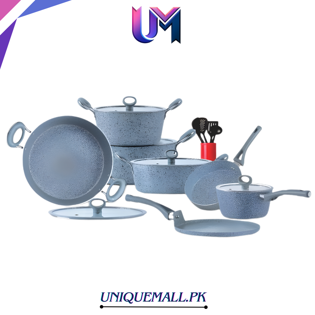 SK Signature Set 16pcs Marble Coating Non-Stick-GREY