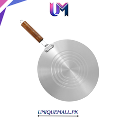 Sky 12-Inch Metal Finish Grooved Tawa with Wood Handle