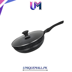 Sonex Eden Die-Cast Wok with Glass Lid –Marble Non-Stick