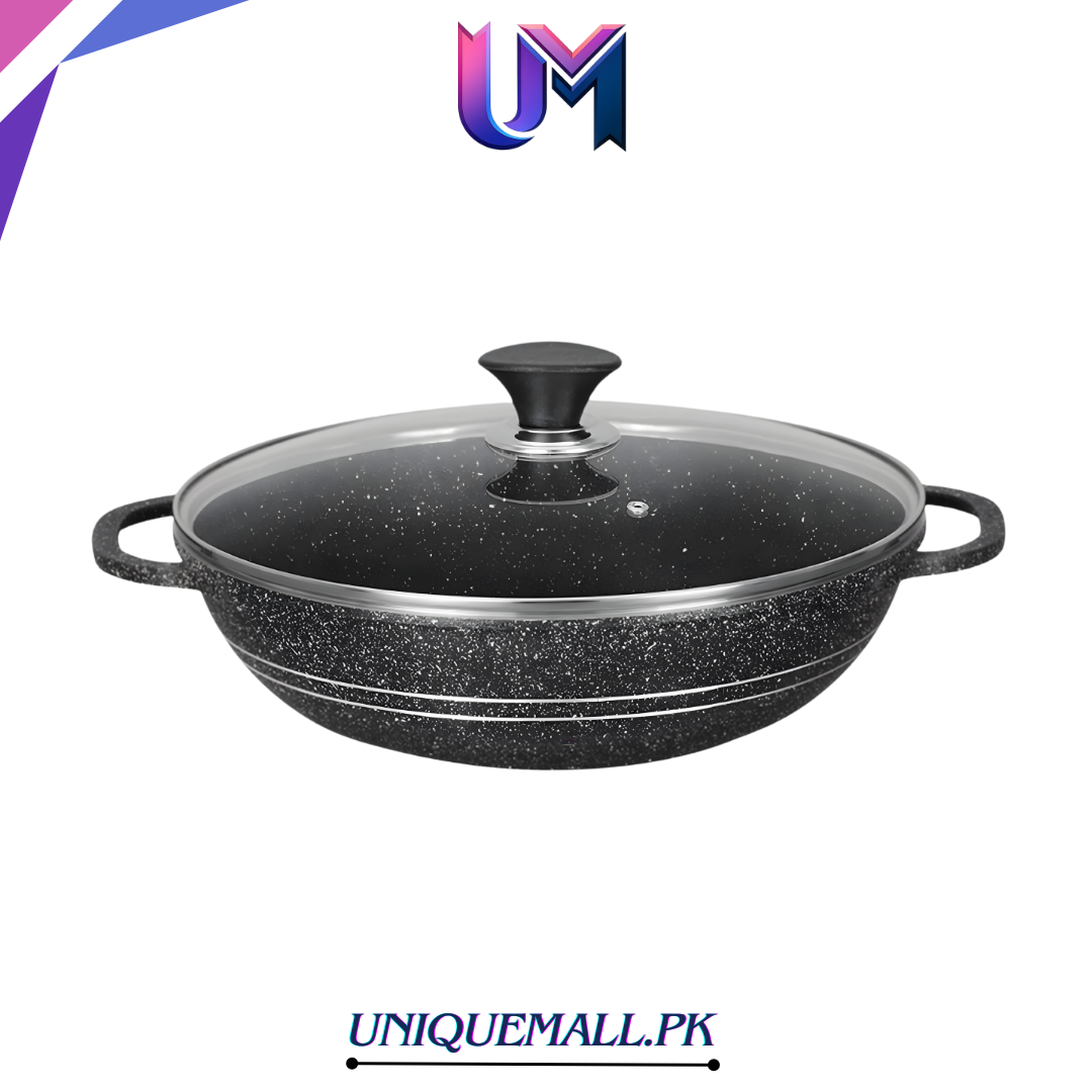 Sonex Die-Cast Eden Karahi with Glass Lid –  Ceramic Marble Non-Stick