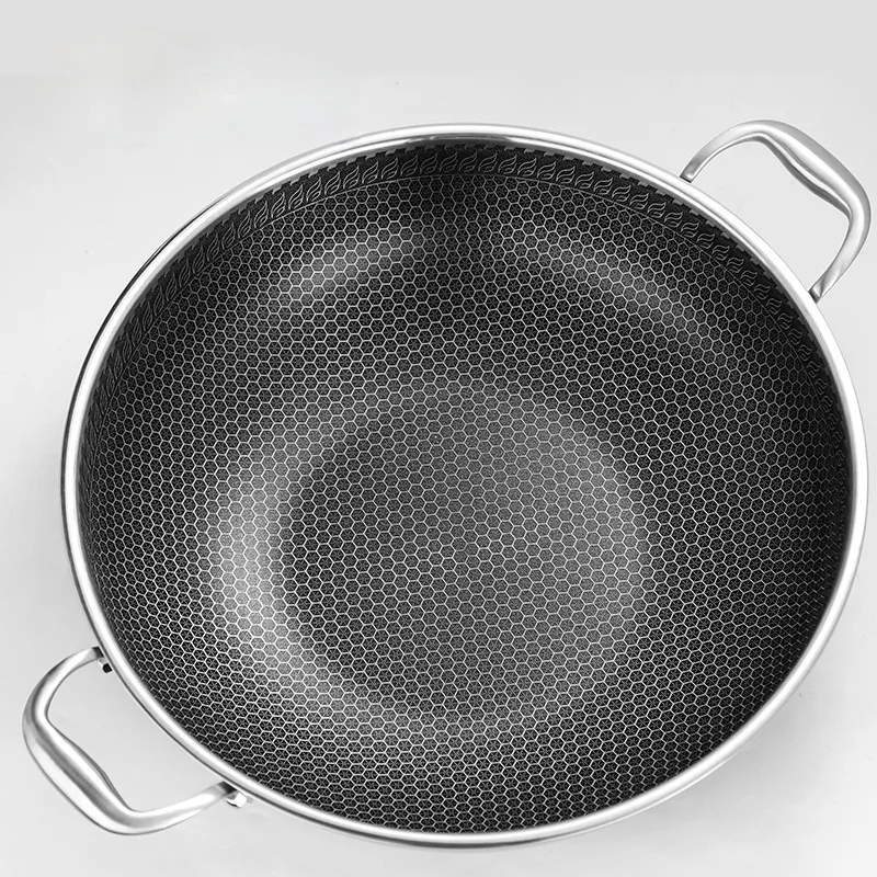 German Honeycomb Single Sided Honey Karahi with Lid Stainless Steel