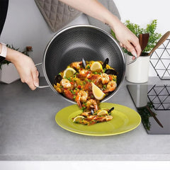 German Honeycomb Single Sided Honey Karahi with Lid Stainless Steel
