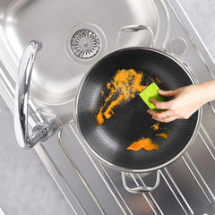 German Honeycomb Single Sided Honey Karahi with Lid Stainless Steel
