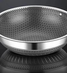 German Honeycomb Double-Sided Karahi with Lid – Laser coated Stainless Steel